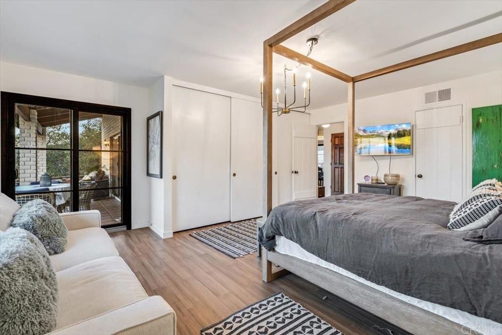 Bedroom, Interior, Pendant Lights, Wood Texture Flooring