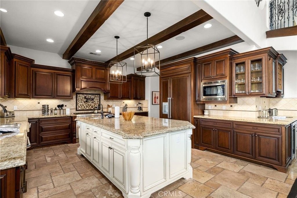 Interior, Kitchen, Pendant Lights, Recessed Lighting, Stainless Steel Appliances, Wooden Beams