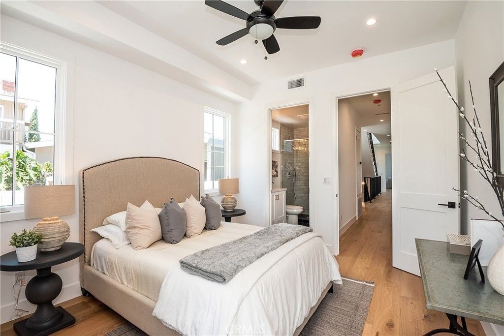 Bathroom, Bedroom, Glass Shower, Interior, Recessed Lighting, Wood Texture Flooring
