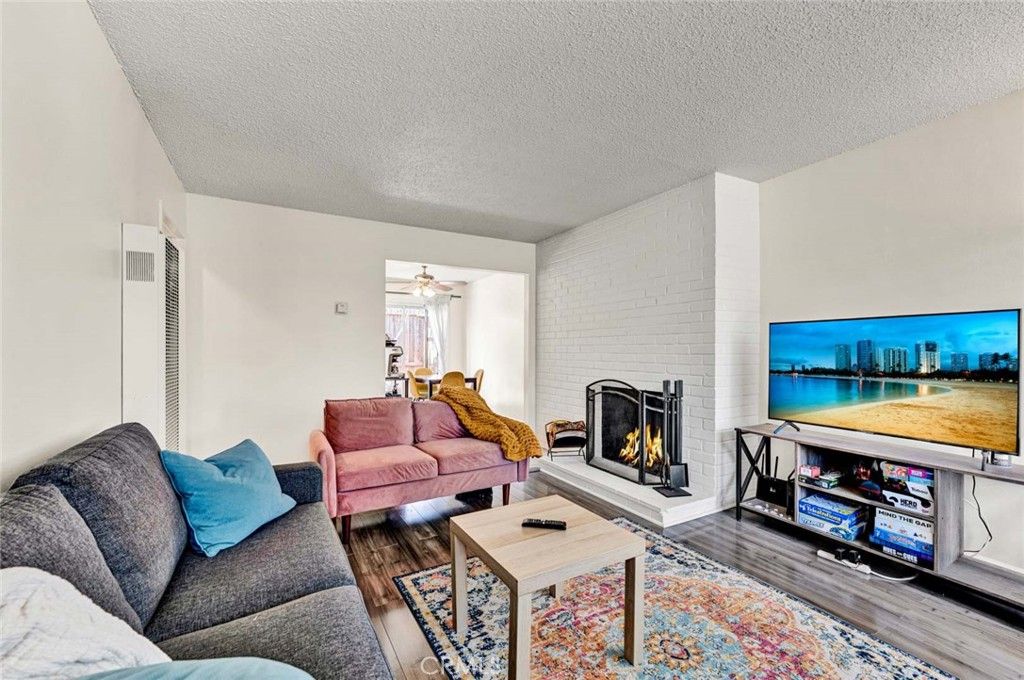 Fireplace, Interior, Living room, Stone Walls, Wood Texture Flooring