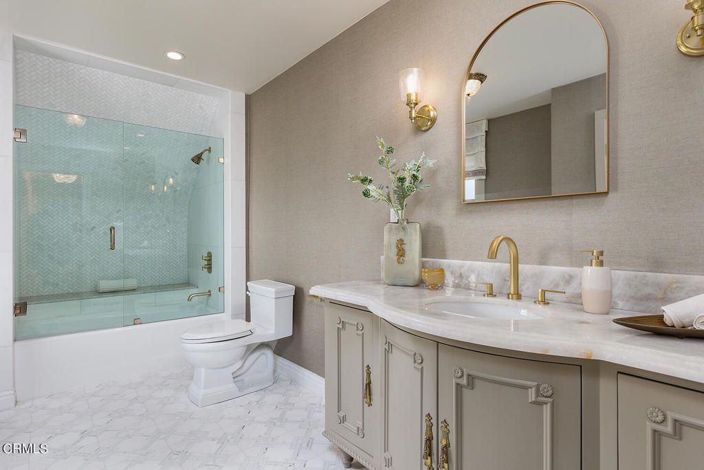 Bathroom, Glass Shower, Interior, Marble, Recessed Lighting