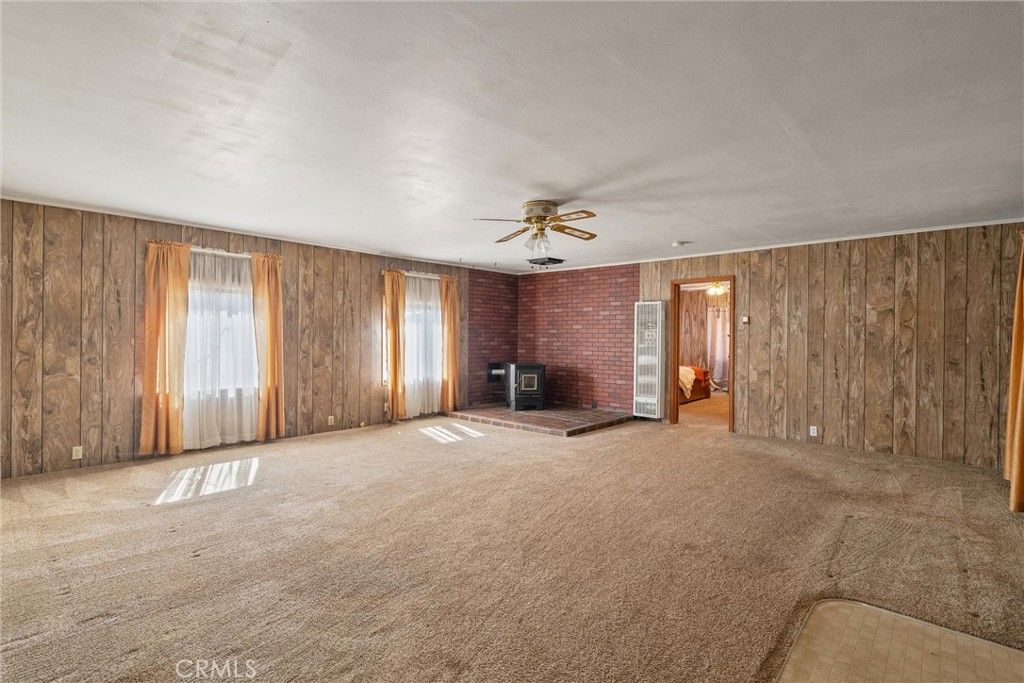 Empty room, Fireplace, Interior, Stone Walls, Wooden Walls