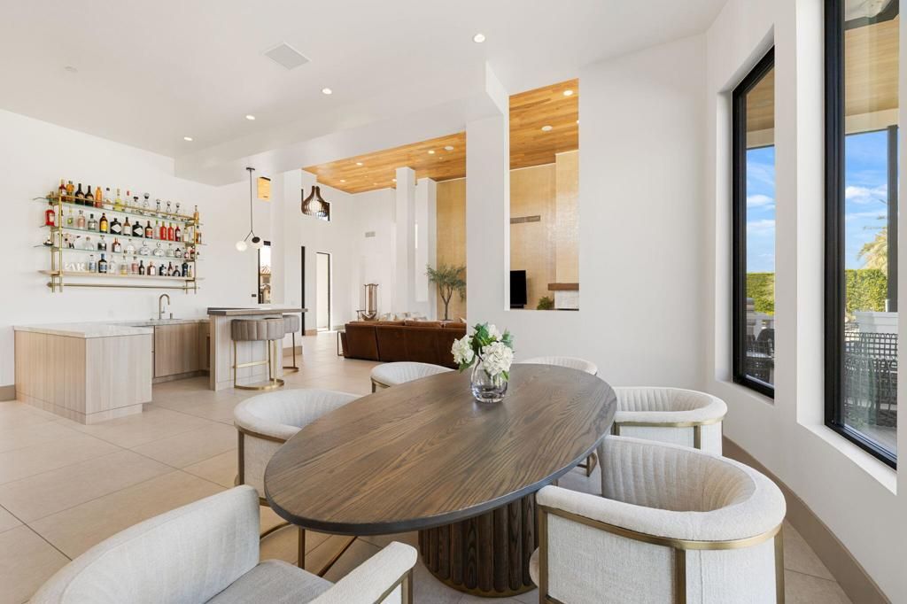 Dining room, Interior, Pendant Lights, Recessed Lighting, Wooden Ceilings