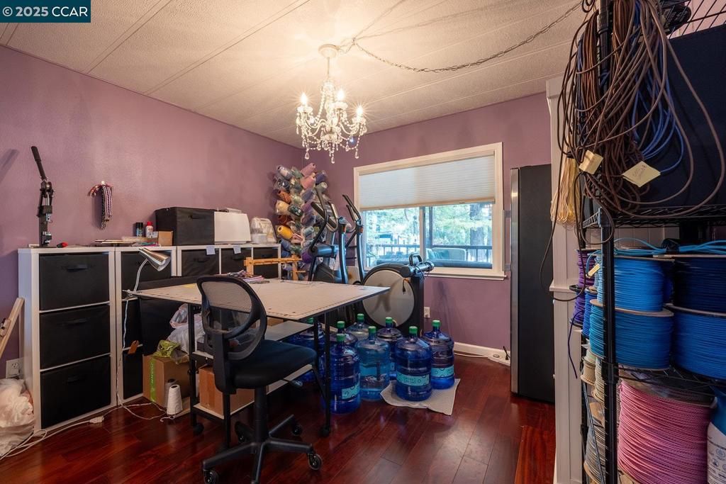 Chandelier, Home Office, Interior, Wood Texture Flooring