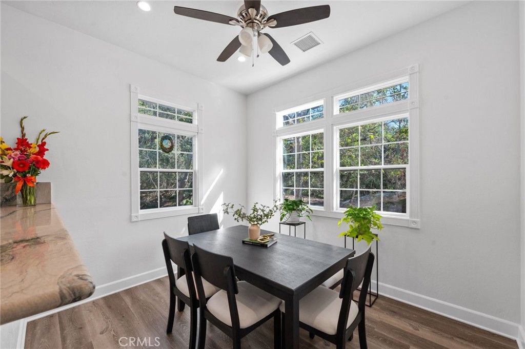 Dining room, Interior, Recessed Lighting, Wood Texture Flooring