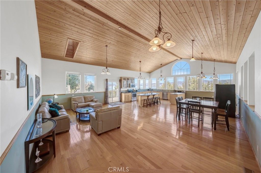 Dining room, Interior, Living room, Pendant Lights, Wooden Ceilings, Wood Texture Flooring