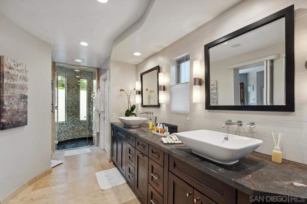 Bathroom, Dual Sink Vanities, Glass Shower, Interior, Recessed Lighting