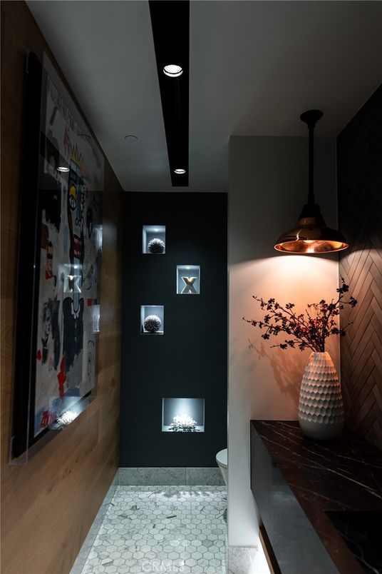 Fireplace, Interior, Recessed Lighting, Wooden Walls