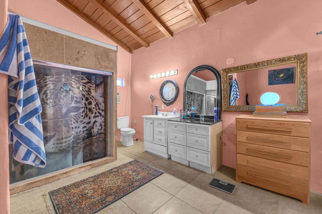 Bathroom, Dual Sink Vanities, Interior, Wooden Beams, Wooden Ceilings