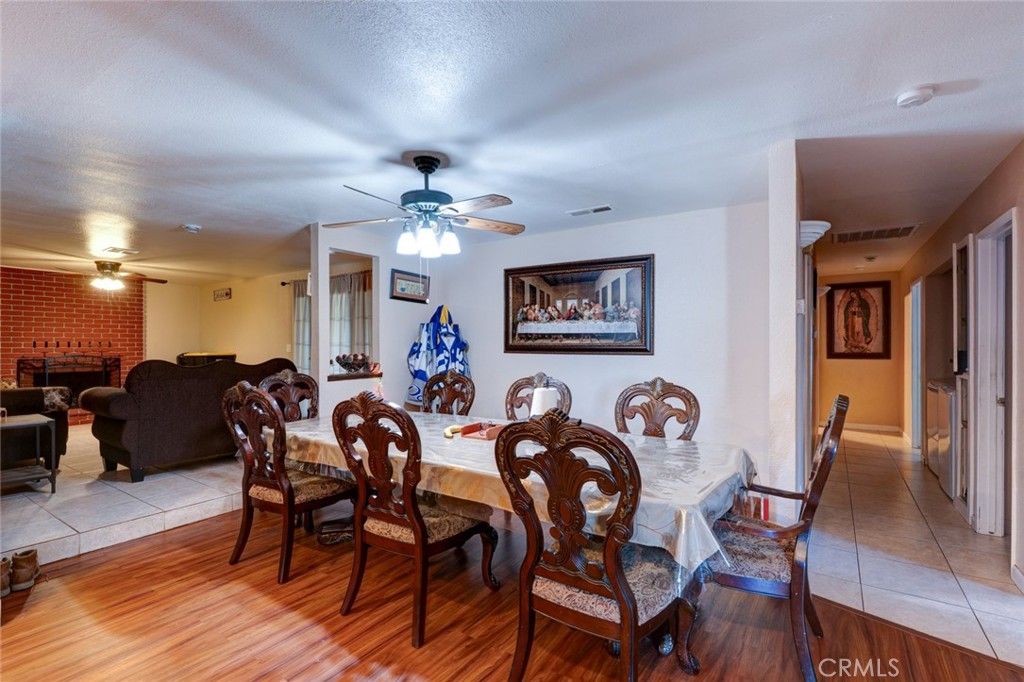 Dining room, Fireplace, Interior, Living room, Stone Walls, Wood Texture Flooring