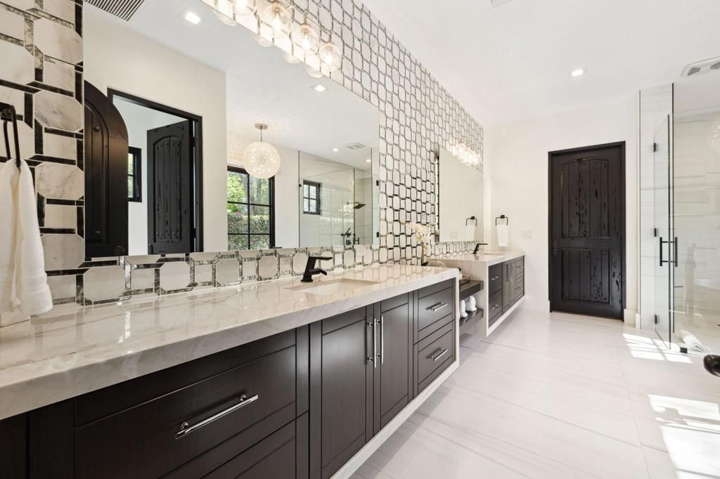 Bathroom, Dual Sink Vanities, Glass Shower, Interior, Recessed Lighting