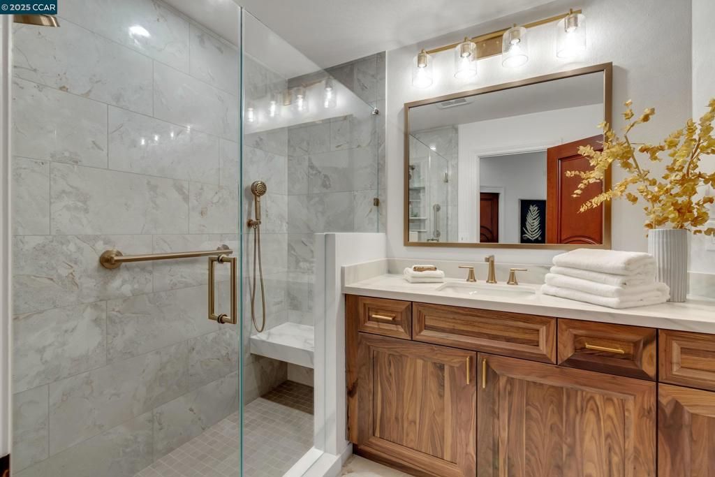 Bathroom, Glass Shower, Interior, Marble Walls