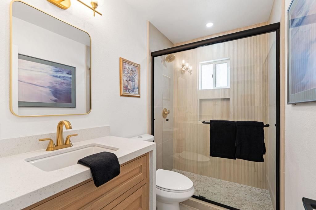 Bathroom, Glass Shower, Interior, Recessed Lighting