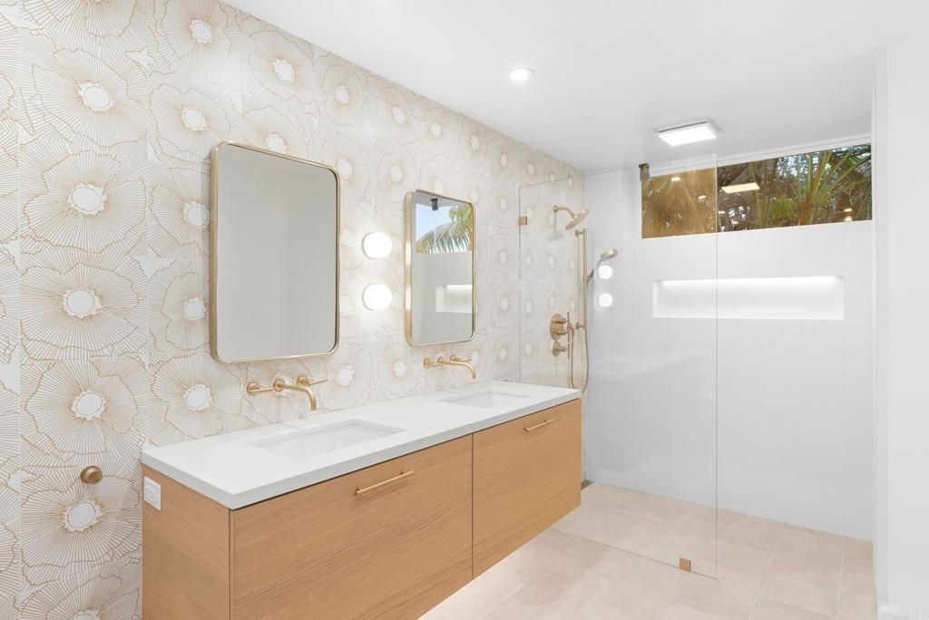 Bathroom, Dual Sink Vanities, Glass Shower, Interior, Recessed Lighting