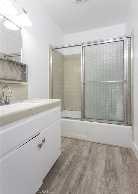 Bathroom, Glass Shower, Interior, Wood Texture Flooring