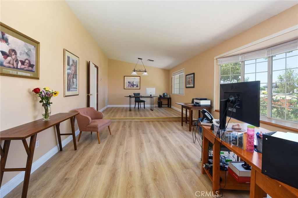 Home Office, Interior, Pendant Lights, Wood Texture Flooring