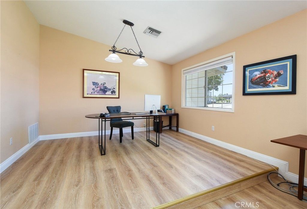 Home Office, Interior, Pendant Lights, Wood Texture Flooring