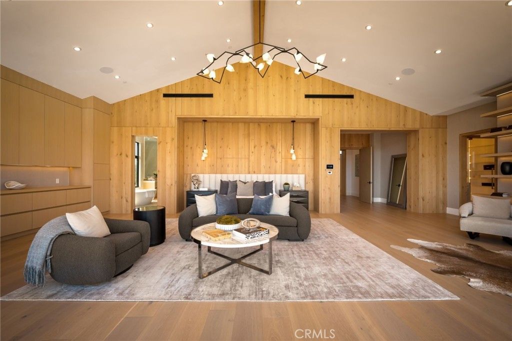 Interior, Living room, Recessed Lighting, Wood Texture Flooring, Wooden Walls