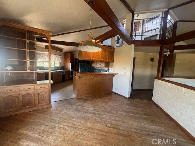 Interior, Kitchen, Pendant Lights, Wood Texture Flooring
