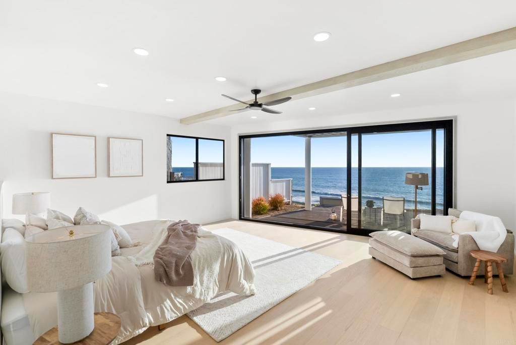 Bedroom, Interior, Recessed Lighting, Water, Wood Texture Flooring