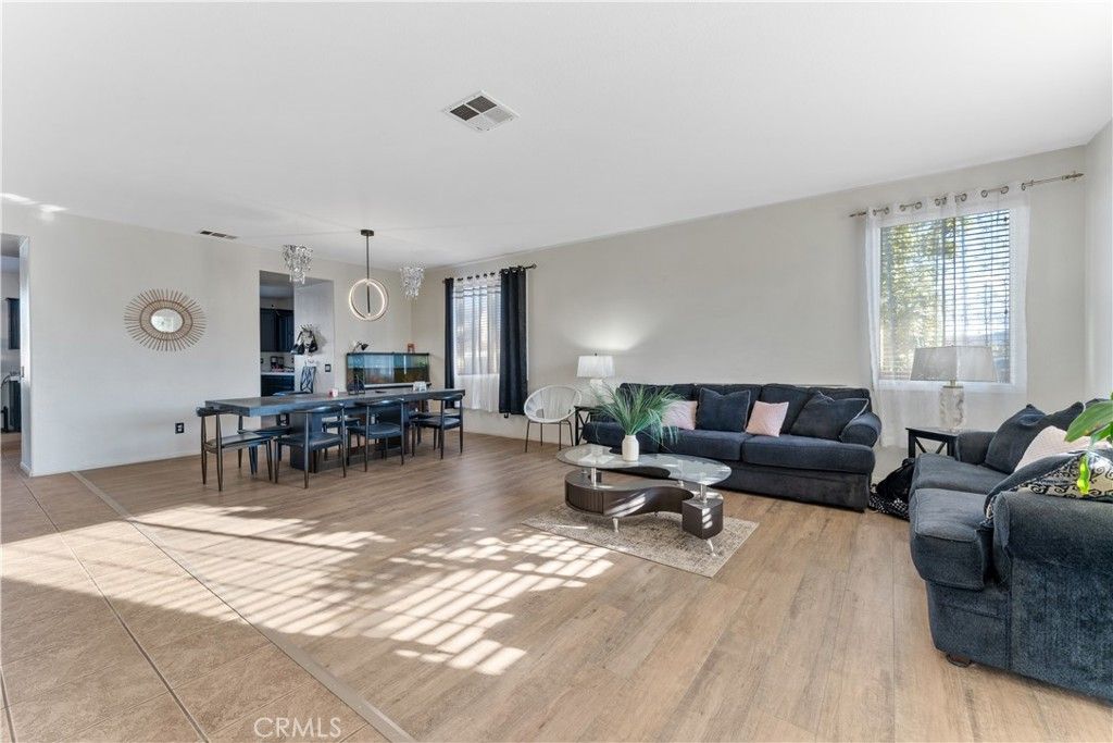 Dining room, Interior, Living room, Pendant Lights, Wood Texture Flooring
