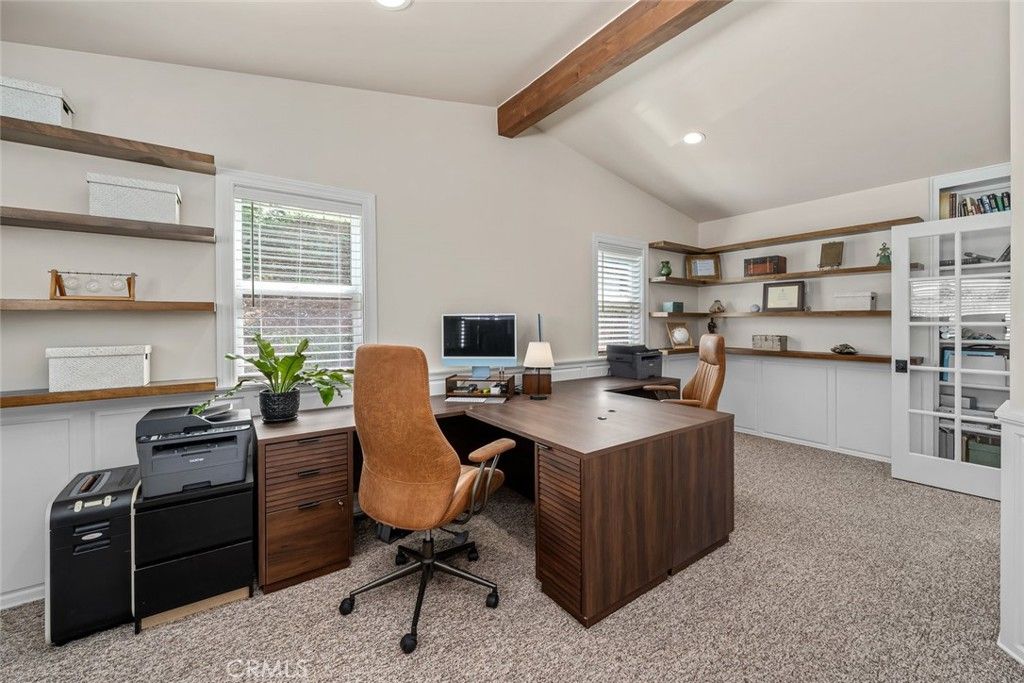 Home Office, Interior, Recessed Lighting, Wooden Beams