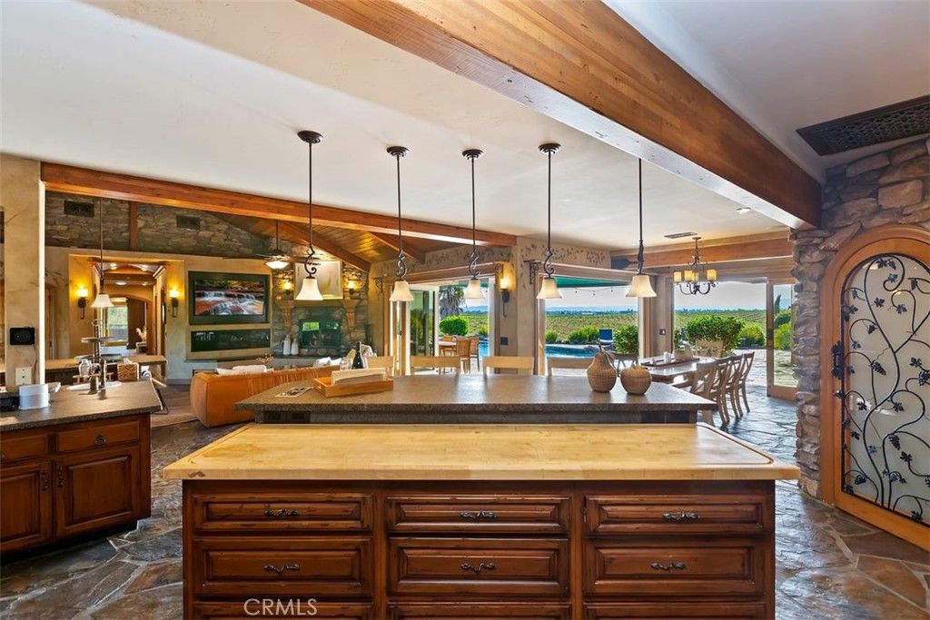 Dining room, Interior, Living room, Pendant Lights, Stone Walls