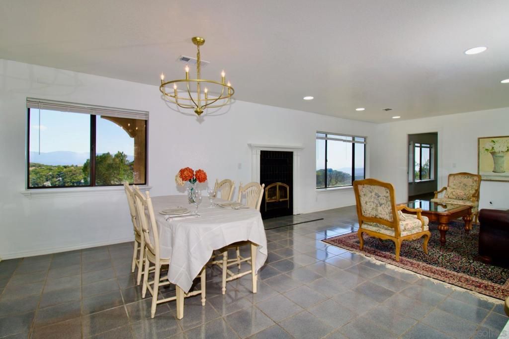 Chandelier, Dining room, Fireplace, Interior, Recessed Lighting