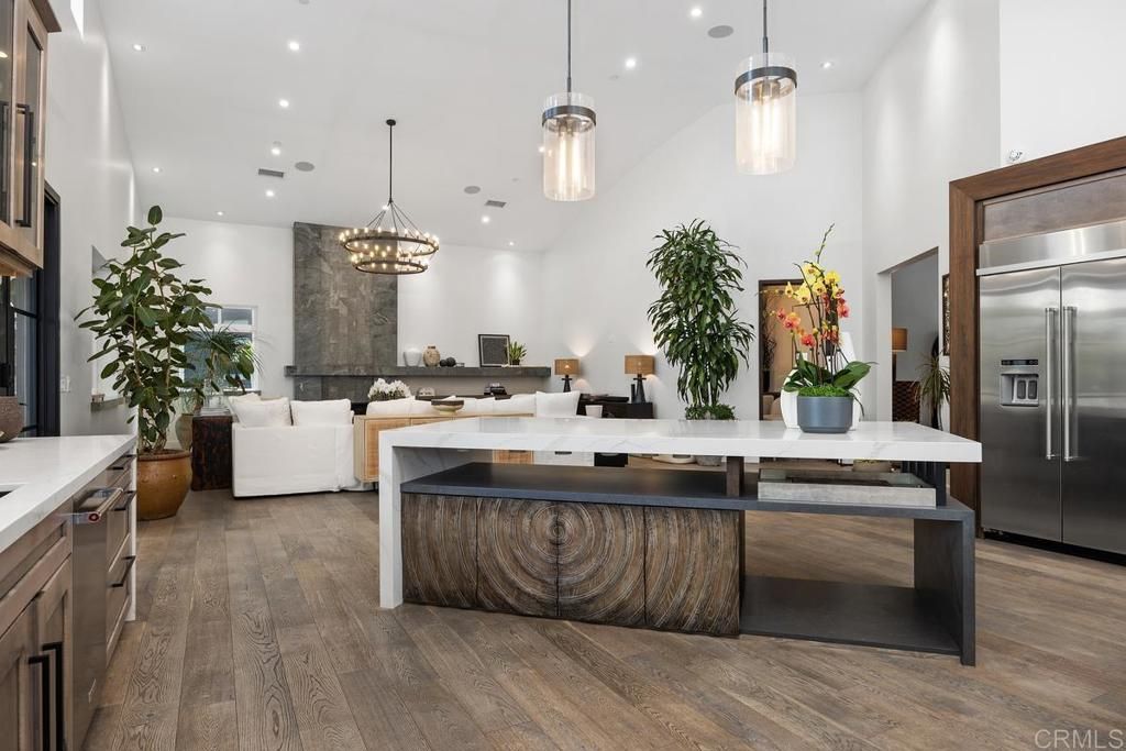 Interior, Kitchen, Living room, Pendant Lights, Recessed Lighting, Stainless Steel Appliances, Wood Texture Flooring