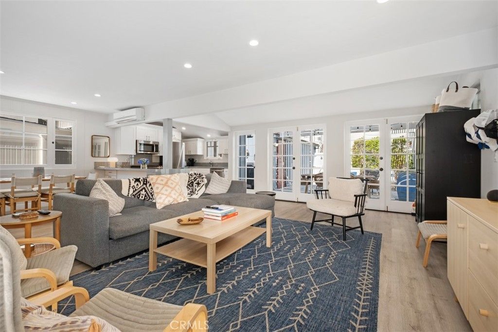 Dining room, Interior, Kitchen, Living room, Recessed Lighting, Stainless Steel Appliances, Wood Texture Flooring