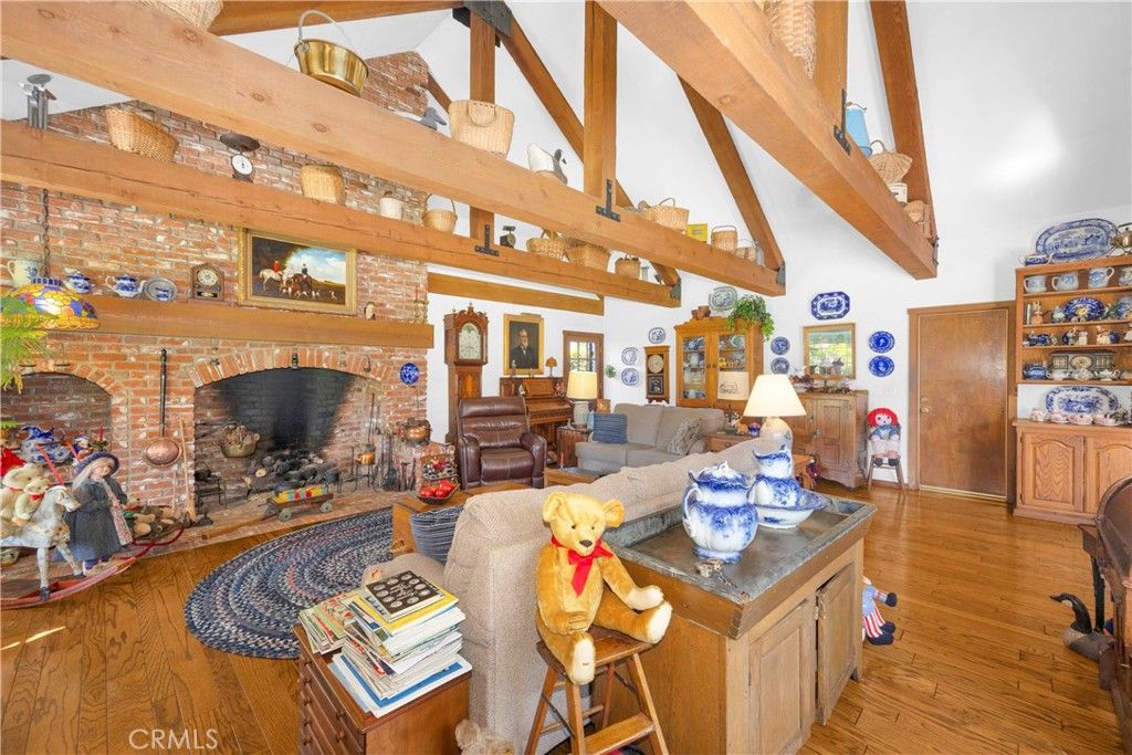 Fireplace, Interior, Living room, Stone Walls, Wooden Beams, Wood Texture Flooring