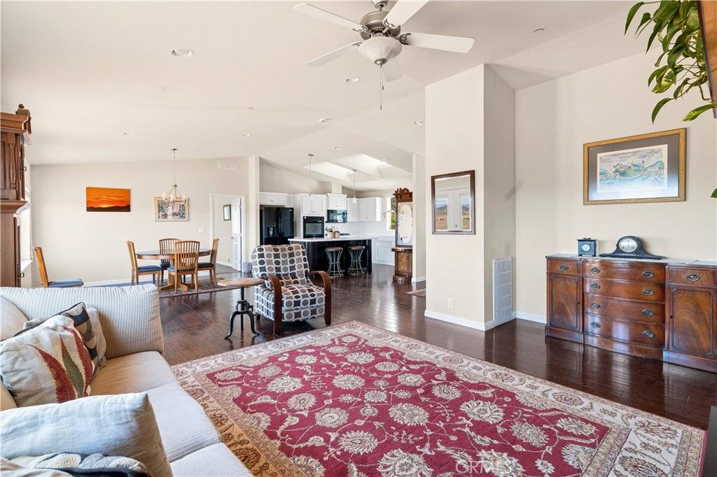 Dining room, Interior, Kitchen, Living room, Pendant Lights, Recessed Lighting, Stainless Steel Appliances, Wood Texture Flooring