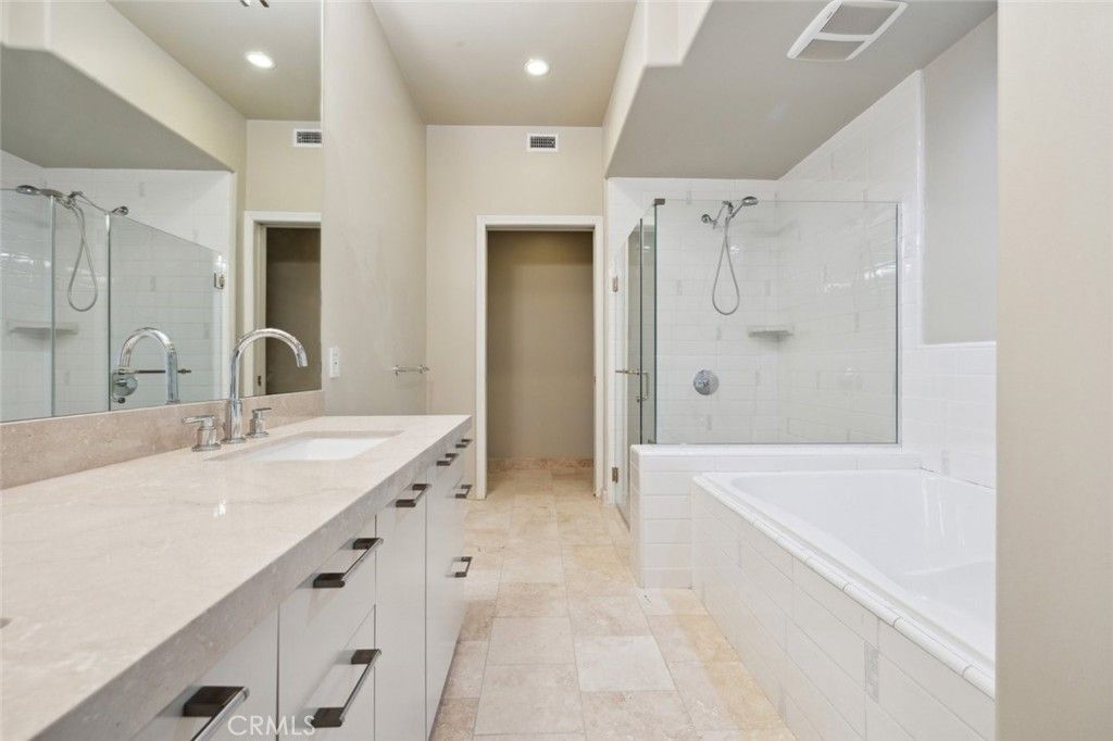 Bathroom, Dual Sink Vanities, Glass Shower, Interior, Recessed Lighting