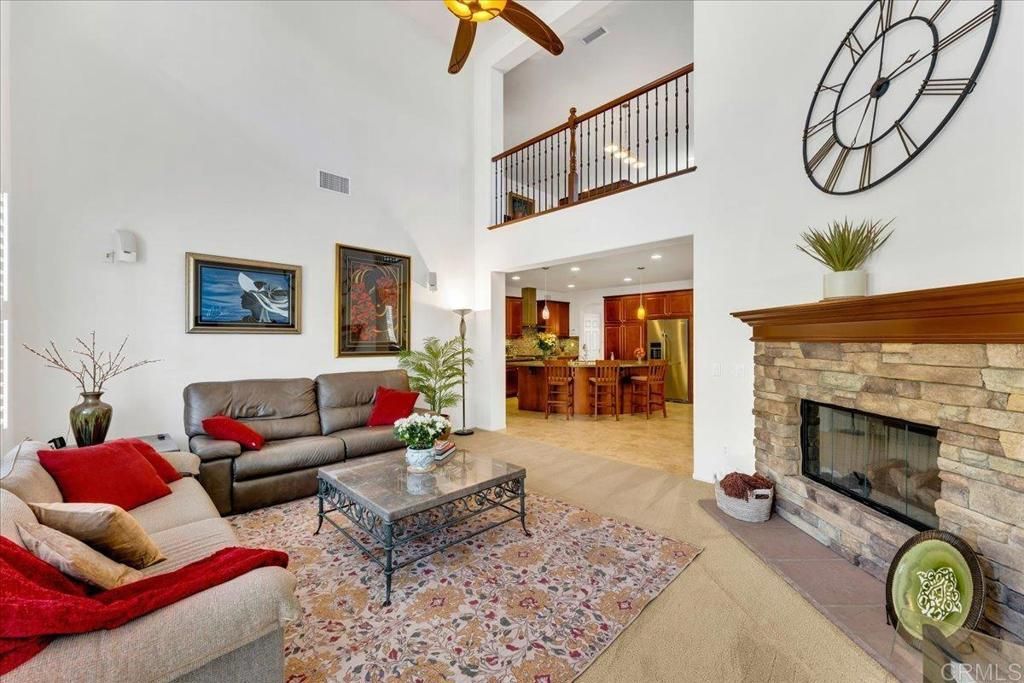 Fireplace, Interior, Kitchen, Living room, Recessed Lighting