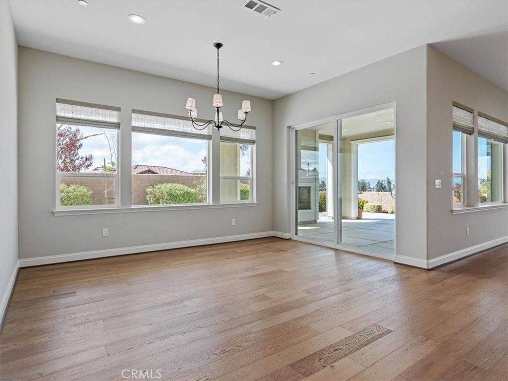 Chandelier, Empty room, Interior, Recessed Lighting, Wood Texture Flooring
