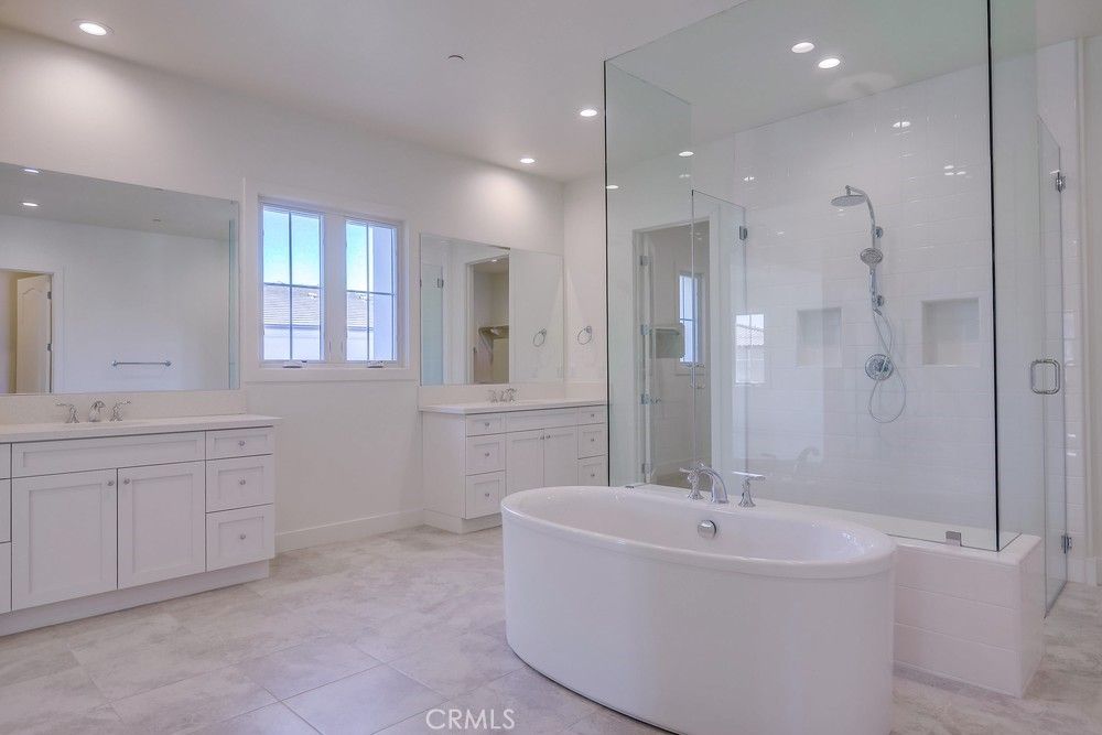 Bathroom, Dual Sink Vanities, Free Standing Baths, Glass Shower, Interior, Recessed Lighting
