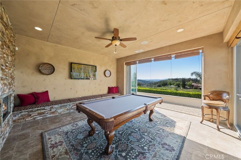 Billiard Table, Fireplace, Game Room, Interior, Recessed Lighting