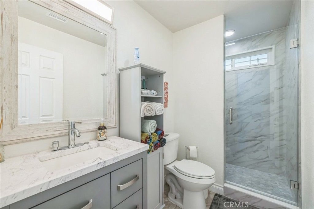 Bathroom, Glass Shower, Interior, Marble Walls, Recessed Lighting