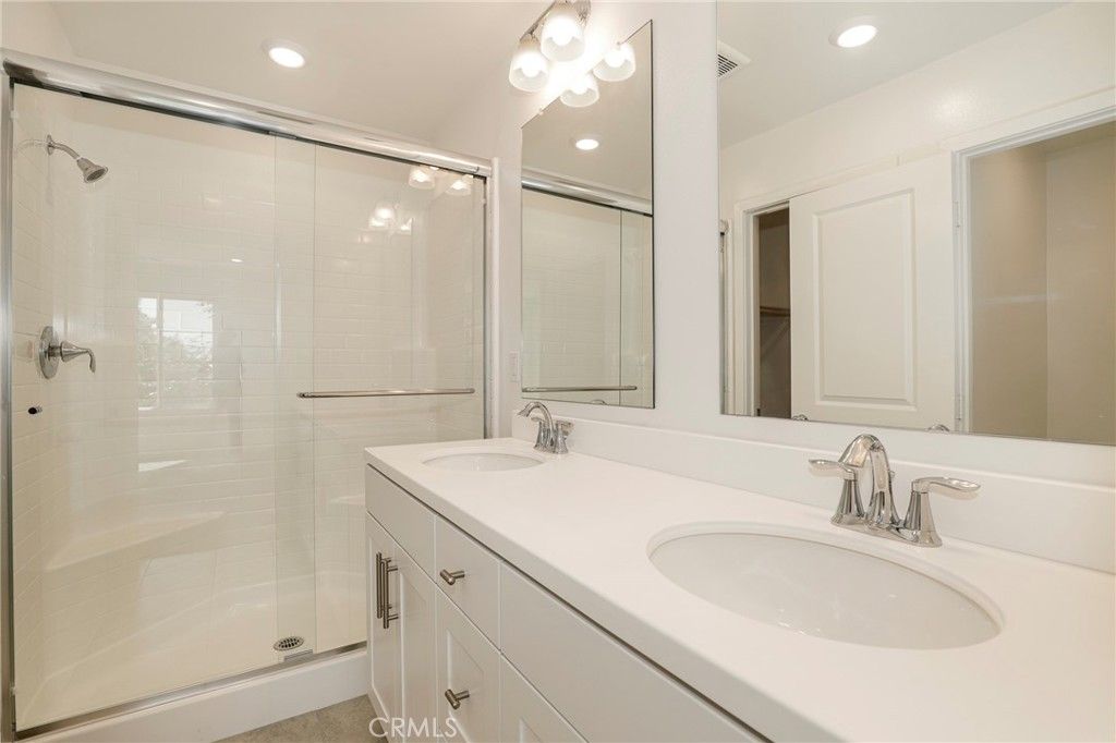 Bathroom, Dual Sink Vanities, Glass Shower, Interior, Recessed Lighting