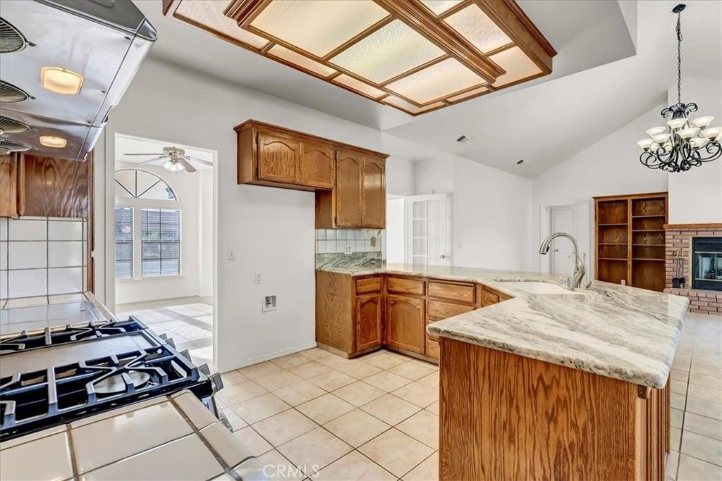 Chandelier, Fireplace, Interior, Kitchen