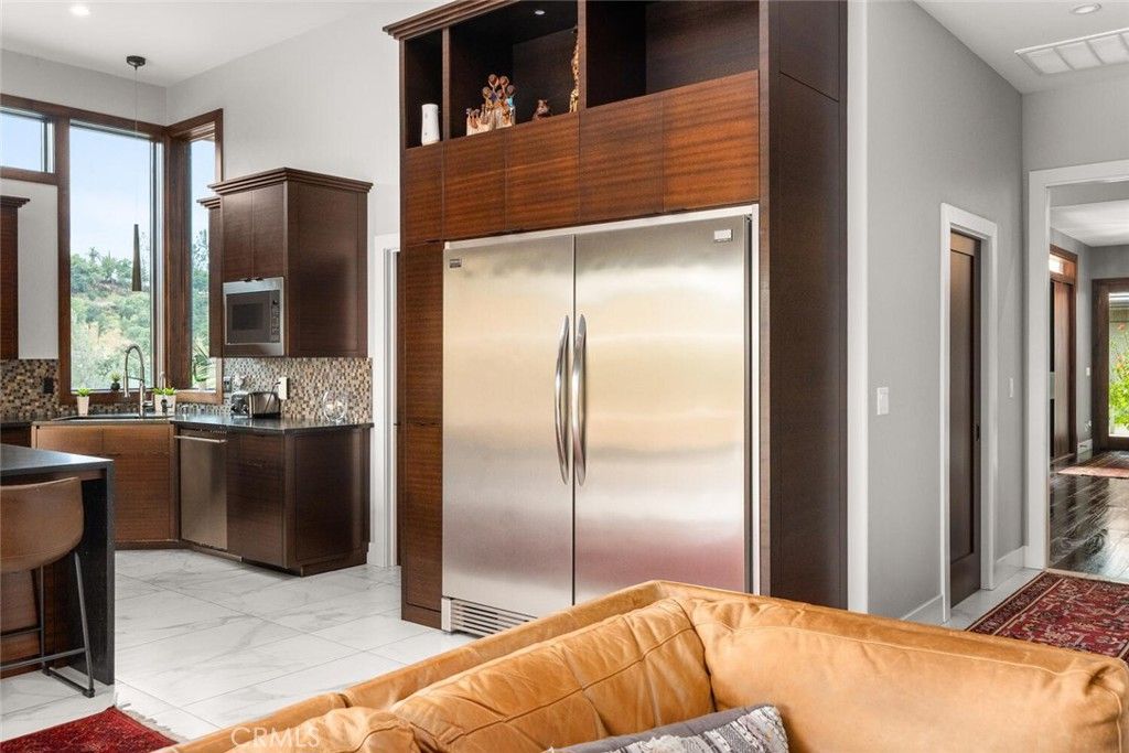 Interior, Kitchen, Marble, Pendant Lights, Recessed Lighting, Stainless Steel Appliances
