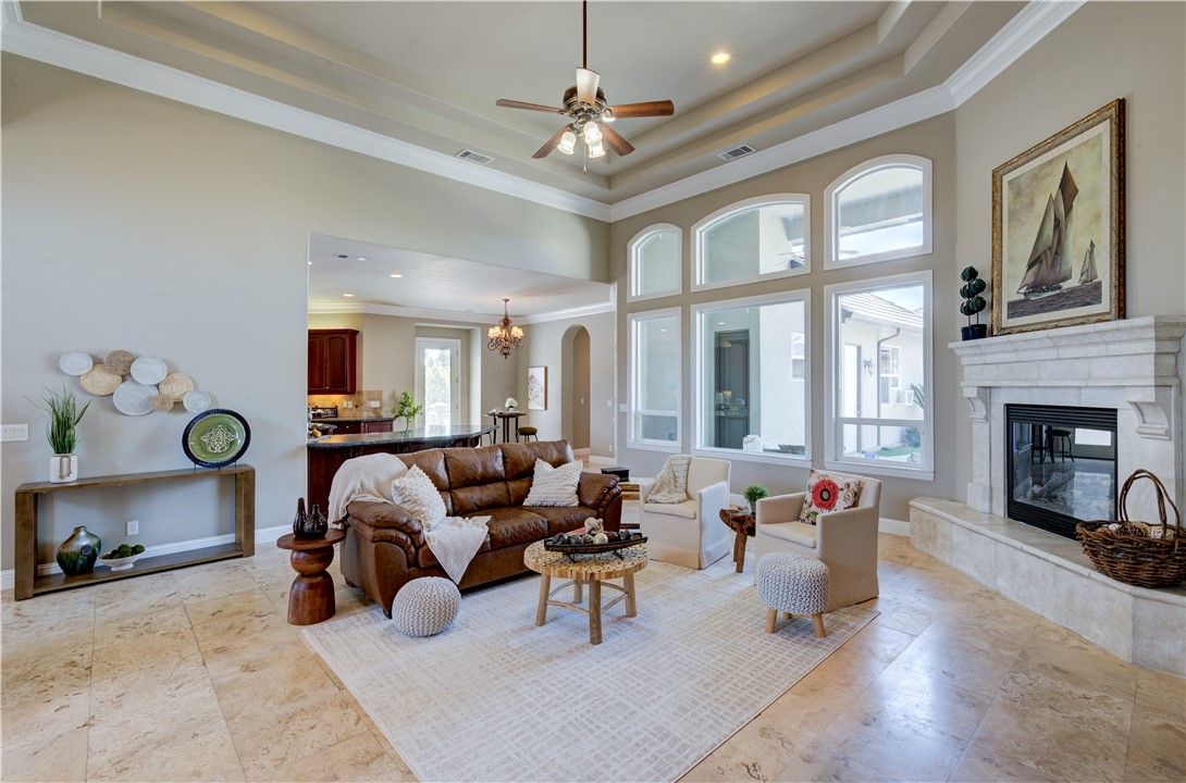 Chandelier, Dining room, Fireplace, Interior, Living room, Recessed Lighting