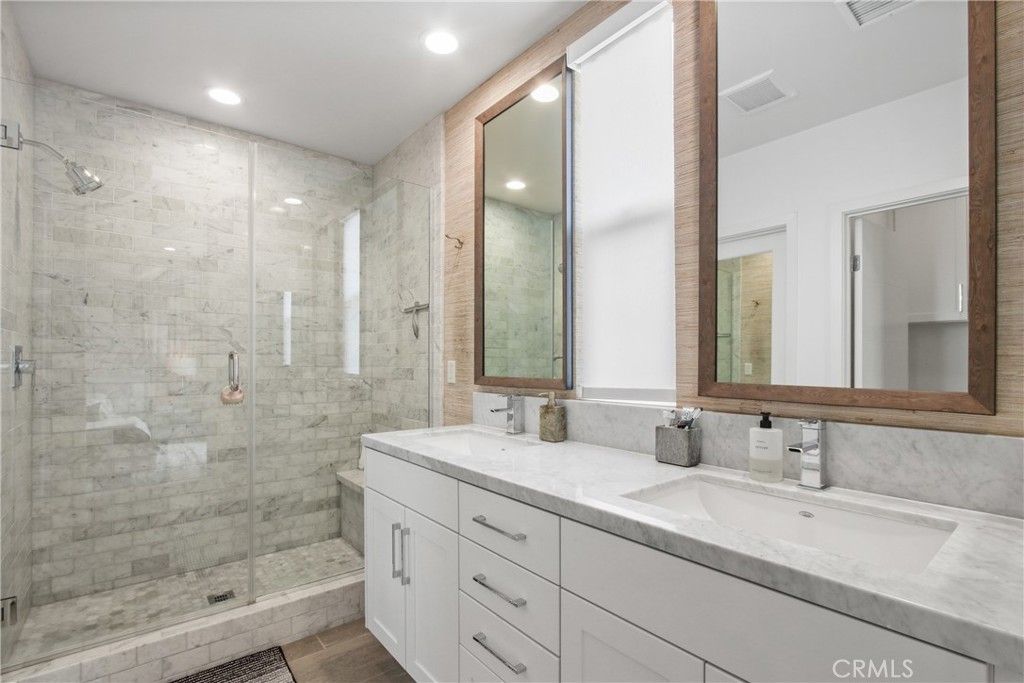 Bathroom, Dual Sink Vanities, Glass Shower, Interior, Recessed Lighting