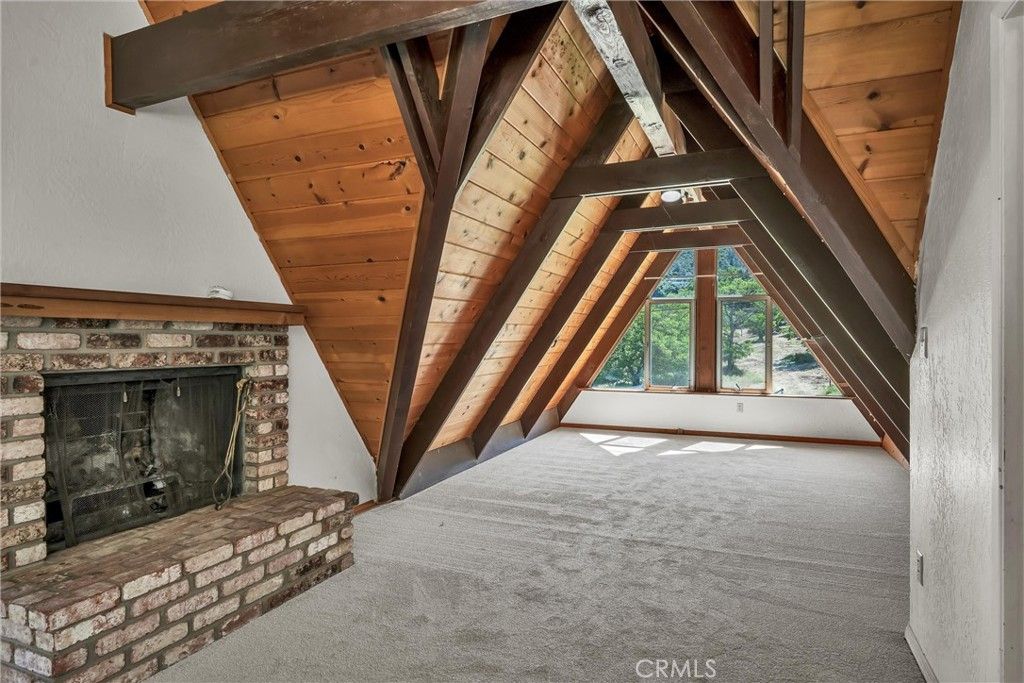 Empty room, Fireplace, Interior, Wooden Beams, Wooden Ceilings, Wooden Walls
