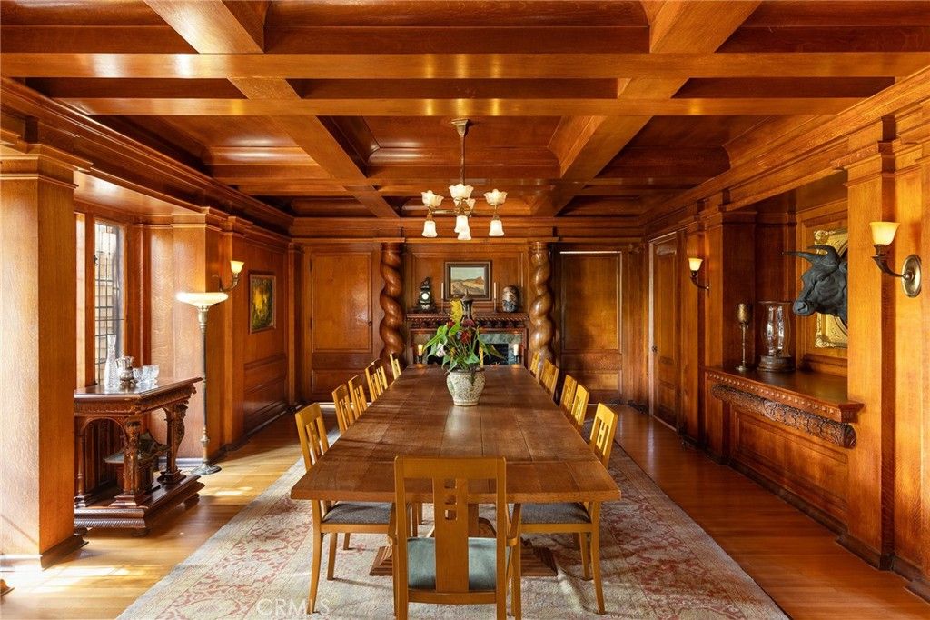 Dining room, Fireplace, Interior, Wooden Beams, Wooden Ceilings, Wood Texture Flooring, Wooden Walls