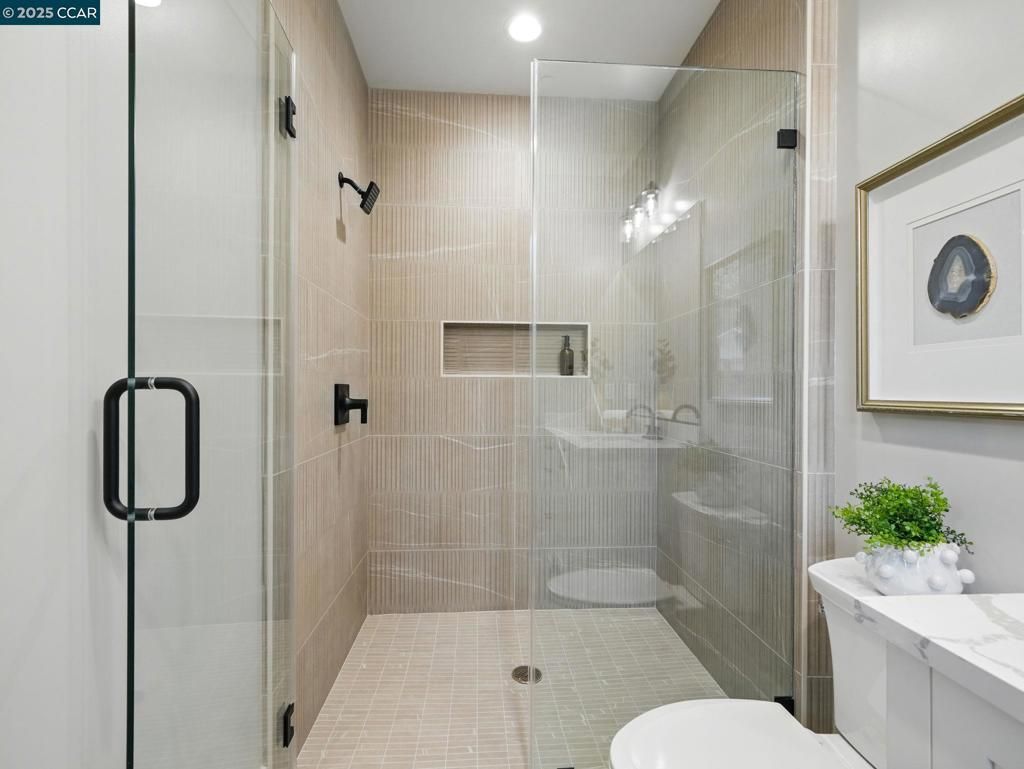 Bathroom, Glass Shower, Interior, Recessed Lighting