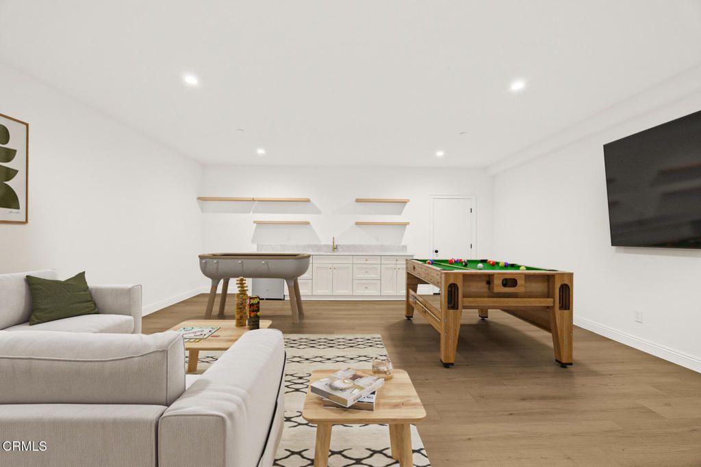 Game Room, Interior, Recessed Lighting, Wood Texture Flooring