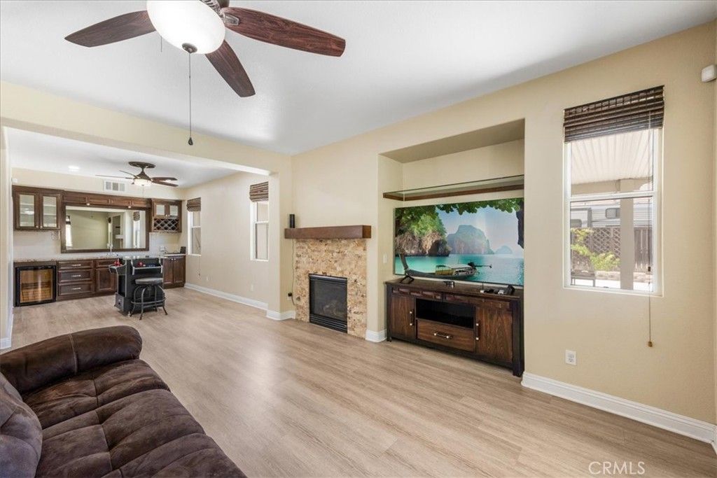 Fireplace, Interior, Recessed Lighting, Wood Texture Flooring
