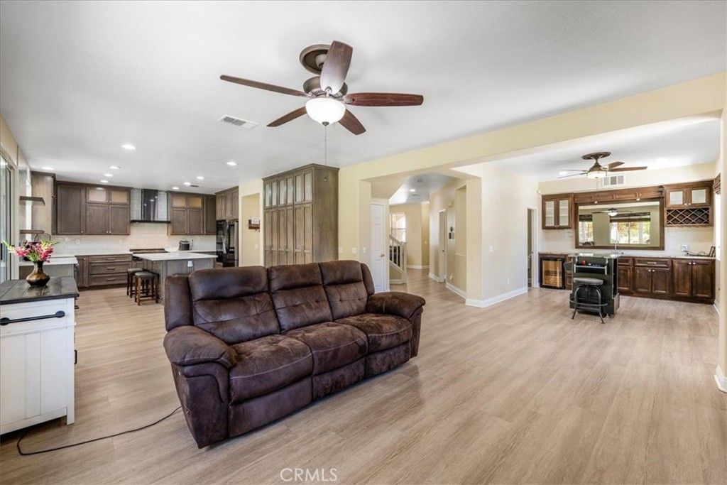 Interior, Kitchen, Living room, Recessed Lighting, Stainless Steel Appliances, Wood Texture Flooring