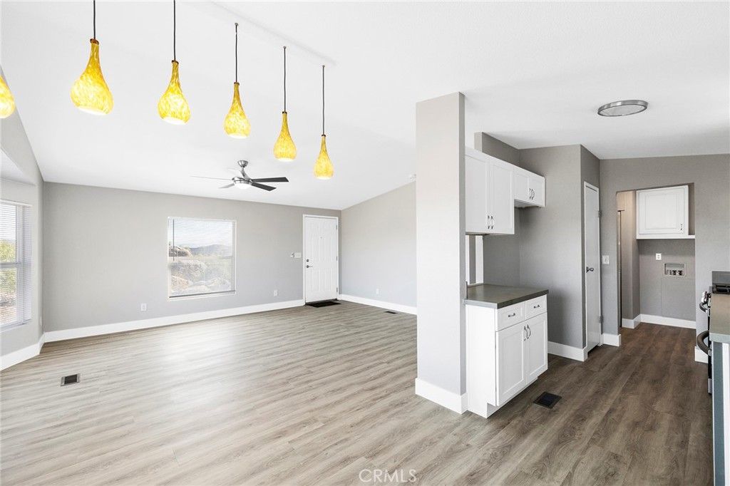 Interior, Kitchen, Pendant Lights, Wood Texture Flooring